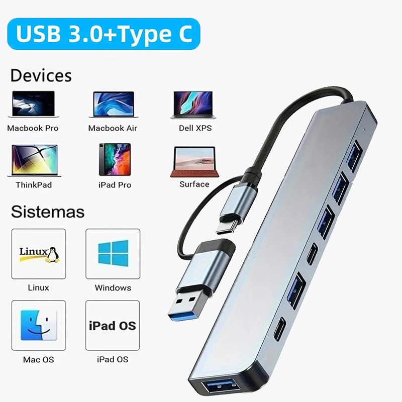 2 In 1 USB3.0 Hub 7 Port Type  - Laptop Accessories Macbook review and price