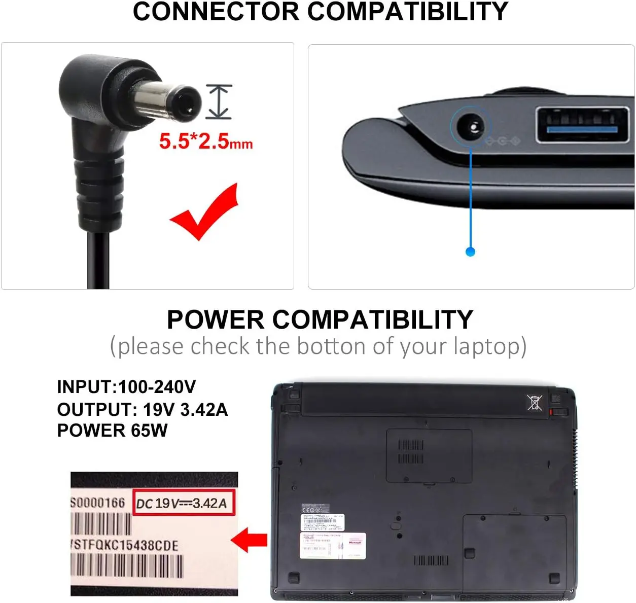 19V 3.42A 65W Laptop Ac Adapte - Laptop Accessories Shop review and price